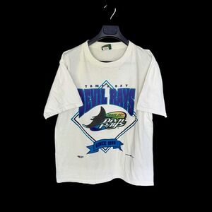 Vintage 1995 Tampa Bay Devil Rays Nutmeg T-Shirt XL White MLB Single Stitch USA
